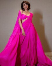 Sexy Samantha Ruth Prabhu in a Bright Pink Saree with Bralette Style Blouse Photos 01