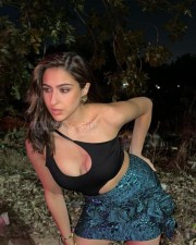 Sexy Sara Ali Khan in a Black One Shoulder Top and Sequin Mini Skirt Pictures 01
