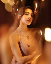 Sexy Sara Ali Khan in a Blush Pink Halter Mini Dress with a Flared Skirt Photos 01