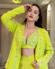 Sexy Sunny Leone in a Lime Green Pant Suit Photos 01
