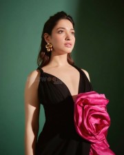 Sexy Tamanna Bhatia in a Plunging Black Dress Photos 02