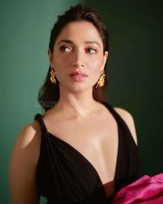 Sexy Tamanna Bhatia in a Plunging Black Dress Photos 04