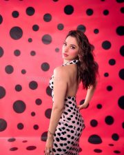 Sexy Tamannaah Bhatia in a Polka Dotted Halter Neck Backless Gown Photos 05
