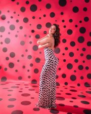 Sexy Tamannaah Bhatia in a Polka Dotted Halter Neck Backless Gown Photos 06