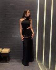 Side Heroes Actress Rakul Preet Singh in a Black Floor Length One Shoulder Bodice Gown Photos 02