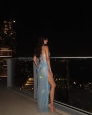 Sizzling Hot Disha Patani in a Strapless Thigh Slit Blue Gown Photos 03