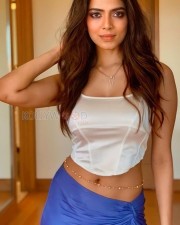 Sizzling Malavika Mohanan Navel in a Silver Crop Top Pictures 01