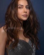 Sizzling Rakul Preet Singh in a Silver Off Shoulder Sequinned Corset Dress Photos 03