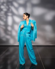 Sizzling Rashmika Mandanna in a Sky Blue Three Piece Suit Photos 03