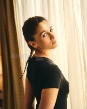 Sophisticated Actress Alia Bhatt in a Black Deep V Blazer Suit Photos 05