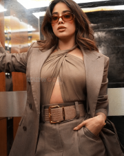 Sophisticated Actress Janhvi Kapoor in a Taupe Blazer Gold Watch Photos 08
