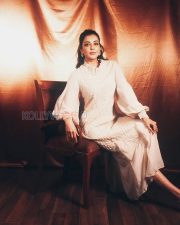 Sophisticated Actress Kajal Aggarwal in a White Puff Sleeve Blouse Photos 06