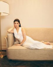 Sophisticated Actress Pranitha Subhash in a White Sequin Cowl Gown Photos 06