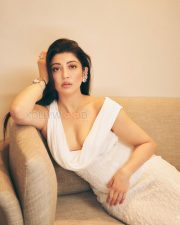 Sophisticated Actress Pranitha Subhash in a White Sequin Cowl Gown Photos 08