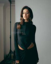 Sophisticated Ananya Panday in a Black Cutout Gown with Thigh Slit Photos 02