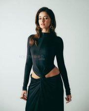 Sophisticated Ananya Panday in a Black Cutout Gown with Thigh Slit Photos 03