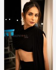 Sophisticated Bollywood Actress Rakul Preet Singh in a Sleeveless Draped Cowl Neck Crop Top with a Mermaid Style Maxi Skirt Photos 03