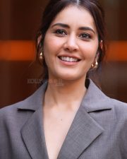 Sophisticated and Modern Raashi Khanna in a Structured Grey Textured Blazer Pictures 02