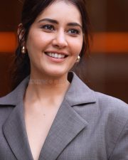 Sophisticated and Modern Raashi Khanna in a Structured Grey Textured Blazer Pictures 03