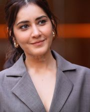 Sophisticated and Modern Raashi Khanna in a Structured Grey Textured Blazer Pictures 04