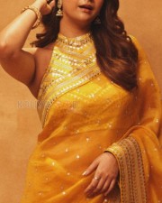 South Actress Keerthy Suresh in a Golden Saree Photos 02