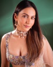 Sparkling Rakul Preet Singh in a Lilac Sequined Embroidered Lehenga with Sleeveless Blouse Photos 02