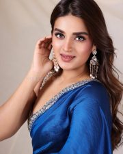 Spellbinding Nidhhi Agerwal in a Cobalt Blue Silk Saree with a Matching Sleeveless Blouse Photos 04