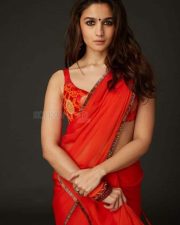 Spicy Alia Bhatt in a Red Saree Photo 01