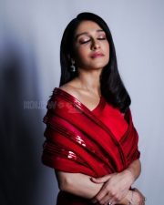 Striking Actress Regena Cassandra in a Red off shoulder pleated sequined gown Photos 01 Striking Actress Regena Cassandra in a Red off shoulder pleated sequined gown Photos 01