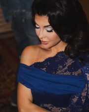 Striking Hot Jacqueline Fernandez in a Blue Bodycon Lace Outfit Photos 03