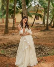 Stunning Actress Pooja Hegde in a White Bridesmaid Lehenga Photos 05 Stunning Actress Pooja Hegde in a White Bridesmaid Lehenga Photos 05