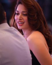 Stunning Actress Tamannaah Bhatia in a Black Strapless Gown Photos 04