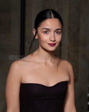 Stunning Alia Bhatt at Gucci Cruise Show 2025 in a Dark Purple Off Shoulder Dress Photos 03