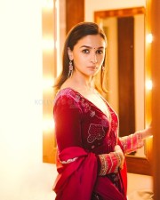 Stunning Alia Bhatt in a Magenta Red Velvet Suit Photos 02