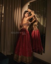Stunning Janhvi Kapoor in a Red Rimple and Harpreet Lehenga with a Heavily Embellished Sleeveless Choli Photos 04
