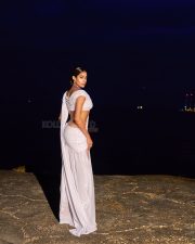 Stunning Janhvi Kapoor in an Off Shoulder Wet Ivory White Saree Photos 04