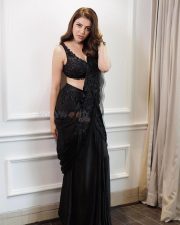 Stunning Kajal Aggarwal in a Black Netted Saree Pictures 01