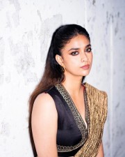 Stunning Keerthy Suresh in a Black and Gold Georgette Silk Saree Photos 01