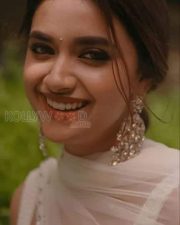 Stunning Keerthy Suresh in a White Chikankari Sharara Set Photos 01