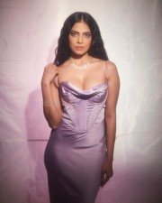 Stunning Malavika Mohanan in a Sexy Lavendar Corset Gown Photos 01