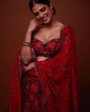 Stunning Mallu Beauty Malavika Mohanan in a Red Lehenga Photos 03