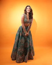 Stunning Pooja Hegde in a Green Lehenga with Matching Bralette Photos 03 Stunning Pooja Hegde in a Green Lehenga with Matching Bralette Photos 03