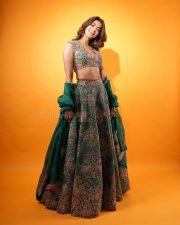 Stunning Pooja Hegde in a Green Lehenga with Matching Bralette Photos 05 Stunning Pooja Hegde in a Green Lehenga with Matching Bralette Photos 05