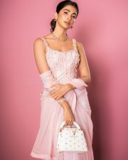 Stunning Pooja Hegde in a Pink Embellished Dress Pictures 01