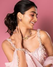 Stunning Pooja Hegde in a Pink Embellished Dress Pictures 02