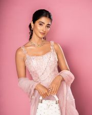 Stunning Pooja Hegde in a Pink Embellished Dress Pictures 03