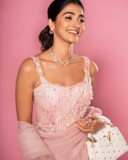 Stunning Pooja Hegde in a Pink Embellished Dress Pictures 04