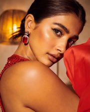 Stunning Pooja Hegde in a Red Sleeveless Evening Gown Photos 05 Stunning Pooja Hegde in a Red Sleeveless Evening Gown Photos 05