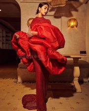 Stunning Pooja Hegde in a Red Sleeveless Evening Gown Photos 06 Stunning Pooja Hegde in a Red Sleeveless Evening Gown Photos 06