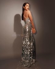 Stunning Pooja Hegde in a Silver Shimmering Bodycon Gown Photos 02